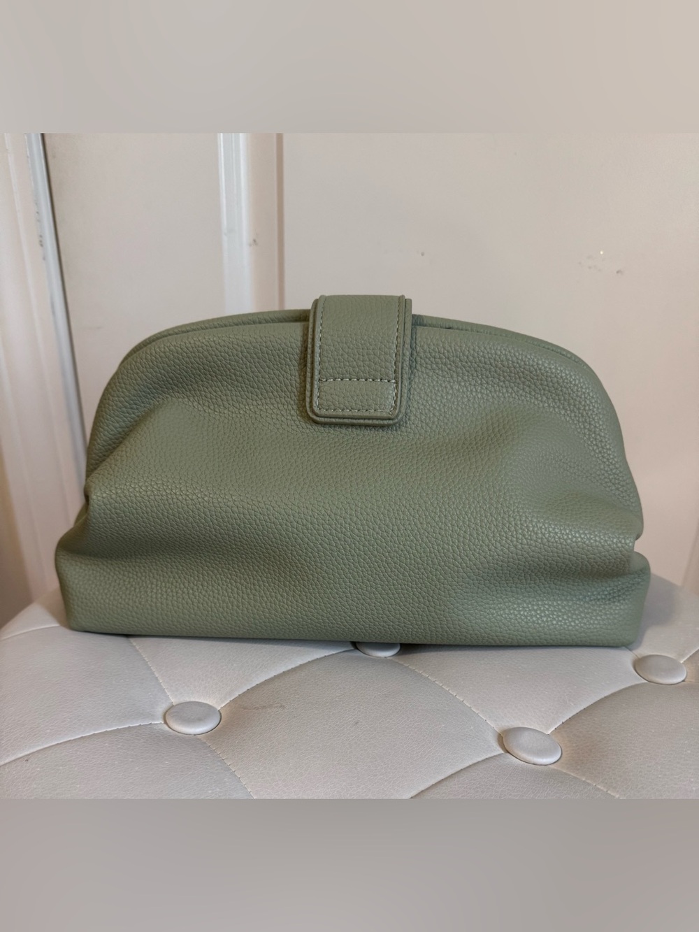 Free Assembly Sage Green Faux Leather Clutch Bag